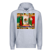 Heather Grey mexico flag our lady of guadalupe san judas sunflower Premium Hoodie - JahusDesignShop