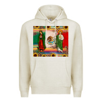Oatmeal Heather mexico flag our lady of guadalupe san judas sunflower Premium Hoodie - JahusDesignShop