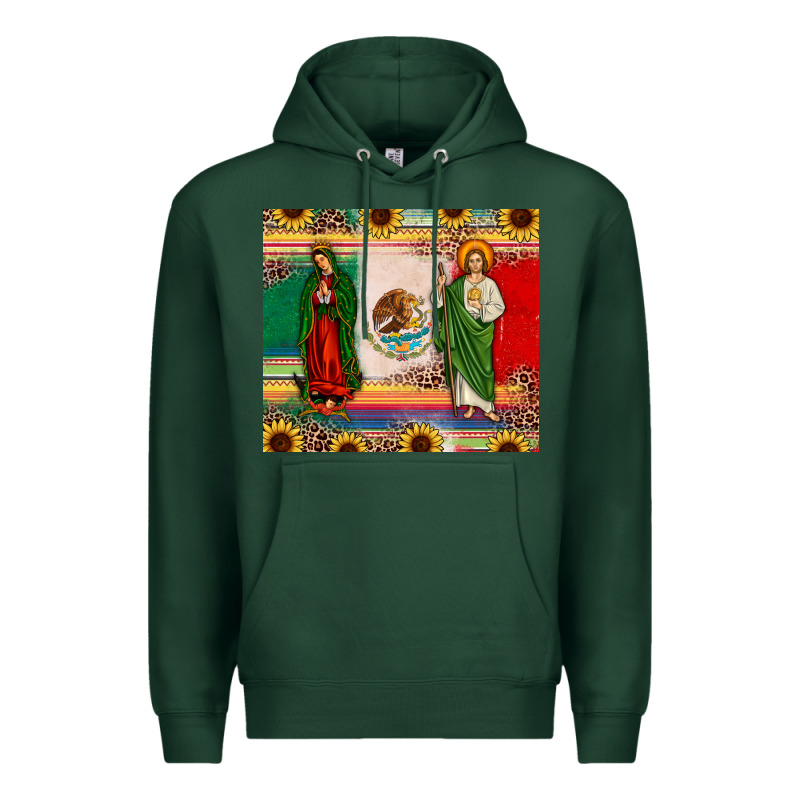 Mexico Flag Our Lady Of Guadalupe San Judas Sunflower Premium Hoodie by JahusDesignShop | Teevron