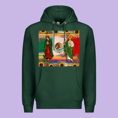 Mexico Flag Our Lady Of Guadalupe San Judas Sunflower Premium Hoodie Designed By Jahusdesignshop