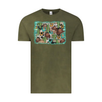 Vintage Olive cactus cowboy hat background Vintage Tee - AdoDesignShop