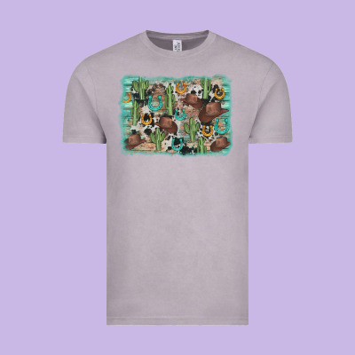 Cactus Cowboy Hat Background Vintage Tee Designed By Adodesignshop