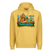 Antique Gold Love Thanksgiving with Turkey Premium Hoodie - texasbilliewilder