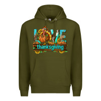 Army Green Love Thanksgiving with Turkey Premium Hoodie - texasbilliewilder