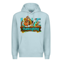 Blue Mist Love Thanksgiving with Turkey Premium Hoodie - texasbilliewilder