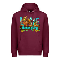 Burgundy Love Thanksgiving with Turkey Premium Hoodie - texasbilliewilder