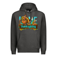 Charcoal Heather Love Thanksgiving with Turkey Premium Hoodie - texasbilliewilder