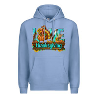 Colony Blue Love Thanksgiving with Turkey Premium Hoodie - texasbilliewilder