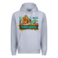 Heather Grey Love Thanksgiving with Turkey Premium Hoodie - texasbilliewilder