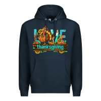 Navy Love Thanksgiving with Turkey Premium Hoodie - texasbilliewilder