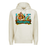 Oatmeal Heather Love Thanksgiving with Turkey Premium Hoodie - texasbilliewilder