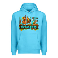 Ocean Blue Love Thanksgiving with Turkey Premium Hoodie - texasbilliewilder
