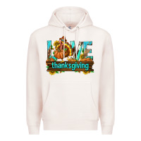 Pale Pink Love Thanksgiving with Turkey Premium Hoodie - texasbilliewilder