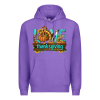 Purple Love Thanksgiving with Turkey Premium Hoodie - texasbilliewilder