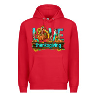 Red Love Thanksgiving with Turkey Premium Hoodie - texasbilliewilder