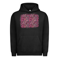 Pigment Black pink glitter leopard with heart background Urban Hoodie - OliviaCreatesArt