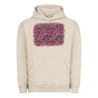 Pigment French Oak pink glitter leopard with heart background Urban Hoodie - OliviaCreatesArt