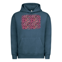 Pigment Midnight Navy pink glitter leopard with heart background Urban Hoodie - OliviaCreatesArt