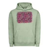 Pigment Oil Green pink glitter leopard with heart background Urban Hoodie - OliviaCreatesArt