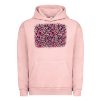 Pigment Salmon pink glitter leopard with heart background Urban Hoodie - OliviaCreatesArt