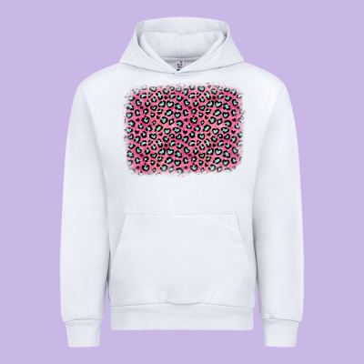 Pink Glitter Leopard With Heart Background Urban Hoodie Designed By Oliviacreatesart