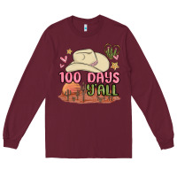 Burgundy 100 days y'all malia Long Sleeve Tee - MaliasSmallBusiness