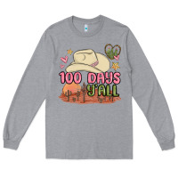 Heather Grey 100 days y'all malia Long Sleeve Tee - MaliasSmallBusiness