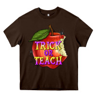 Chocolate Brown Trick or Teach Heavy Core Tee - texasbilliewilder