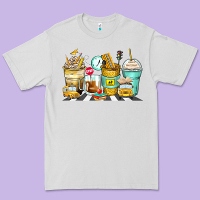 School Bus Coffee Cups Premium Tee Designed By Zillion Design Studio