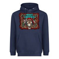 Navy merry christmas bull skull Heavyweight Hoodie - RanaPortraitStore