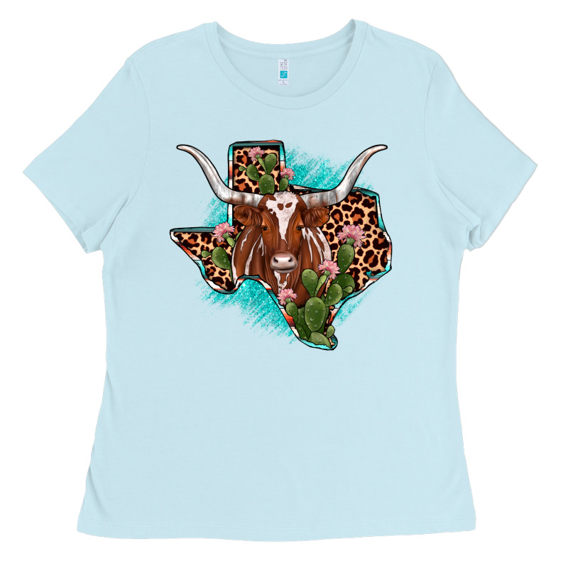 Texas Longhorn Texas Map Ladies Tee by JahusDesignShop | Teevron
