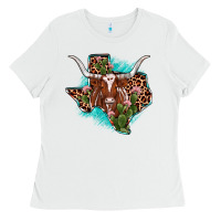 White texas longhorn texas map Ladies Tee - JahusDesignShop