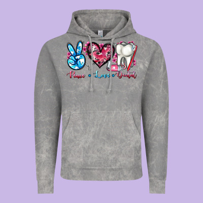 Peace Love Dental Vintage Hoodie Designed By Adodesignshop