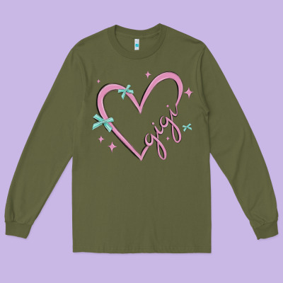 Gigi With Heart And Ribbons Long Sleeve Tee Designed By Maliassmallbusiness