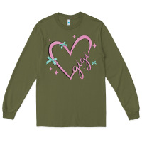 Army Green gigi with heart and ribbons Long Sleeve Tee - MaliasSmallBusiness