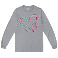 Heather Grey gigi with heart and ribbons Long Sleeve Tee - MaliasSmallBusiness