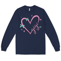 Navy gigi with heart and ribbons Long Sleeve Tee - MaliasSmallBusiness