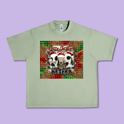 Merry Christmas Heifer Urban Heavy Tee Designed By Jasminsmagicworld