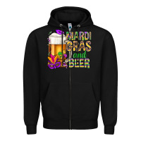 Black Mardi Gras and beer Zipper Hoodie - BundleAndBundleShop