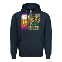 Navy Mardi Gras and beer Zipper Hoodie - BundleAndBundleShop