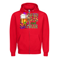 Red Mardi Gras and beer Zipper Hoodie - BundleAndBundleShop