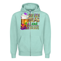 Seafoam Mardi Gras and beer Zipper Hoodie - BundleAndBundleShop