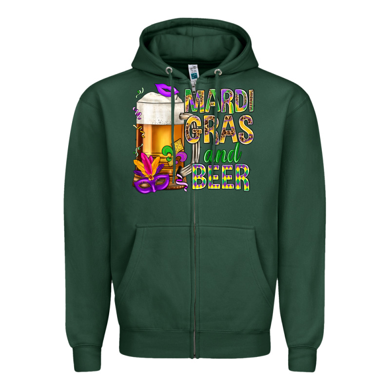 Mardi Gras And Beer Zipper Hoodie by BundleAndBundleShop | Teevron