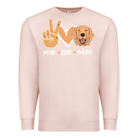 Pale Pink Peace Love Golden Premium Sweatshirt - Bettercallsaul