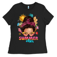 Black summer vibes messy bun tbw Ladies Tee - texasbilliewilder
