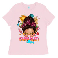 Bubblegum Pink summer vibes messy bun tbw Ladies Tee - texasbilliewilder