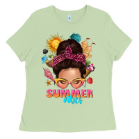 Matcha summer vibes messy bun tbw Ladies Tee - texasbilliewilder