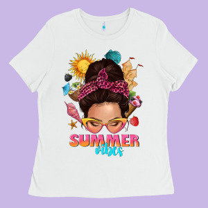 Summer Vibes Messy Bun Tbw Ladies Tee Designed By Texasbilliewilder
