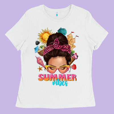 Summer Vibes Messy Bun Tbw Ladies Tee Designed By Texasbilliewilder