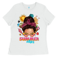 White summer vibes messy bun tbw Ladies Tee - texasbilliewilder
